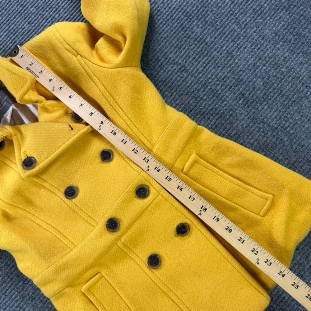 J.Crew Stadium Cloth Nello Gori Yellow Wool Blend Pea Coat Jacket Womens 0 - Picture 11 of 13